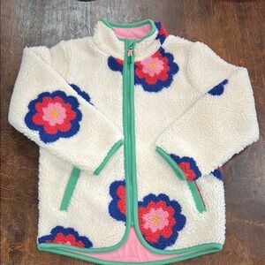 **NWT** Mini Boden Eden Floral Fleece Jacket with Green Trim